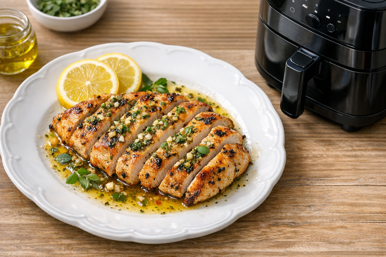 Air Fryer Greek Chicken Breast with Lemon & Oregano