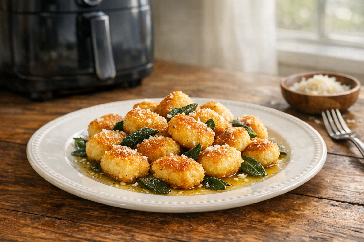 Air Fryer Ricotta Gnocchi Bites with Sage Butter