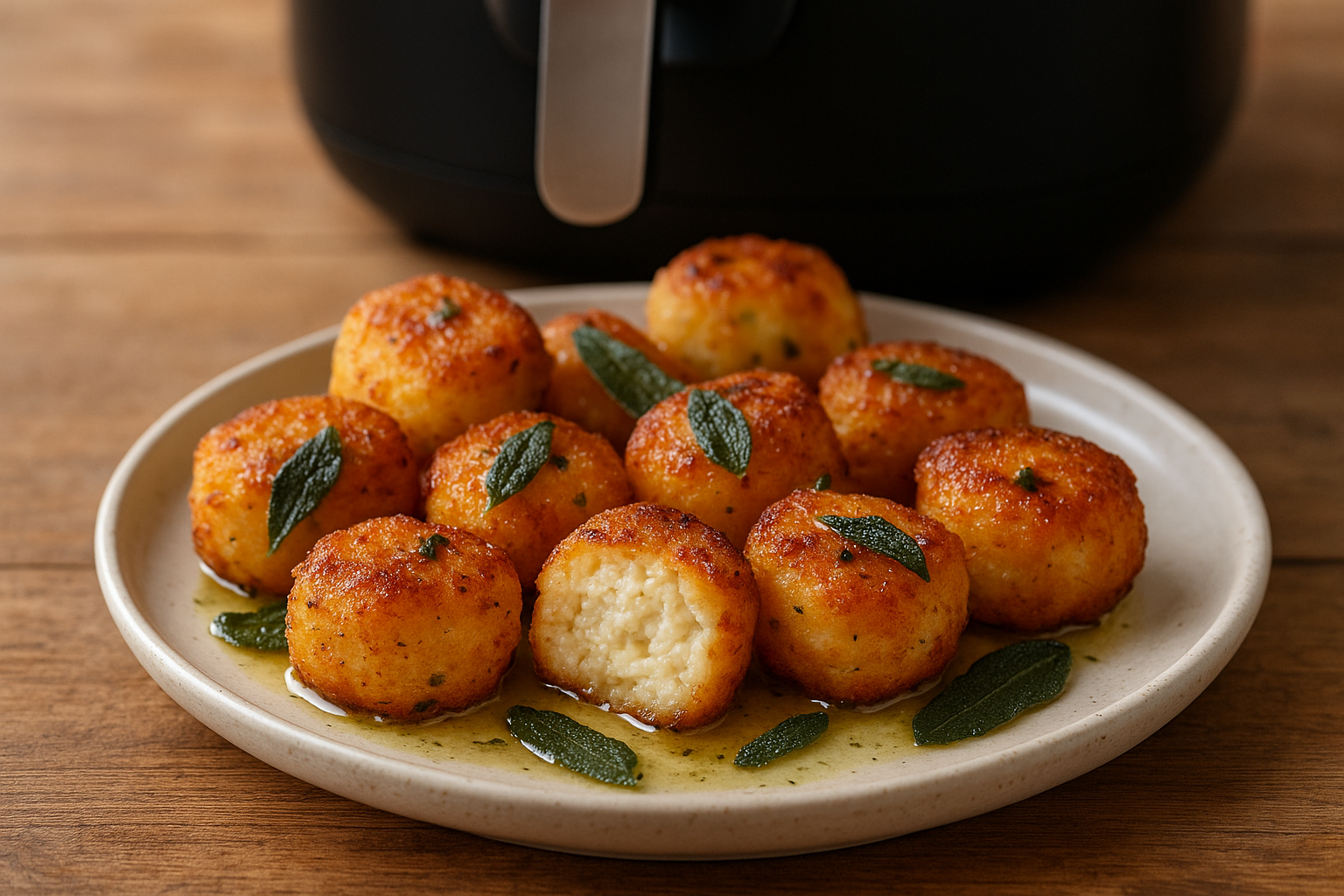 Air Fryer Ricotta Gnocchi Bites with Sage Butter