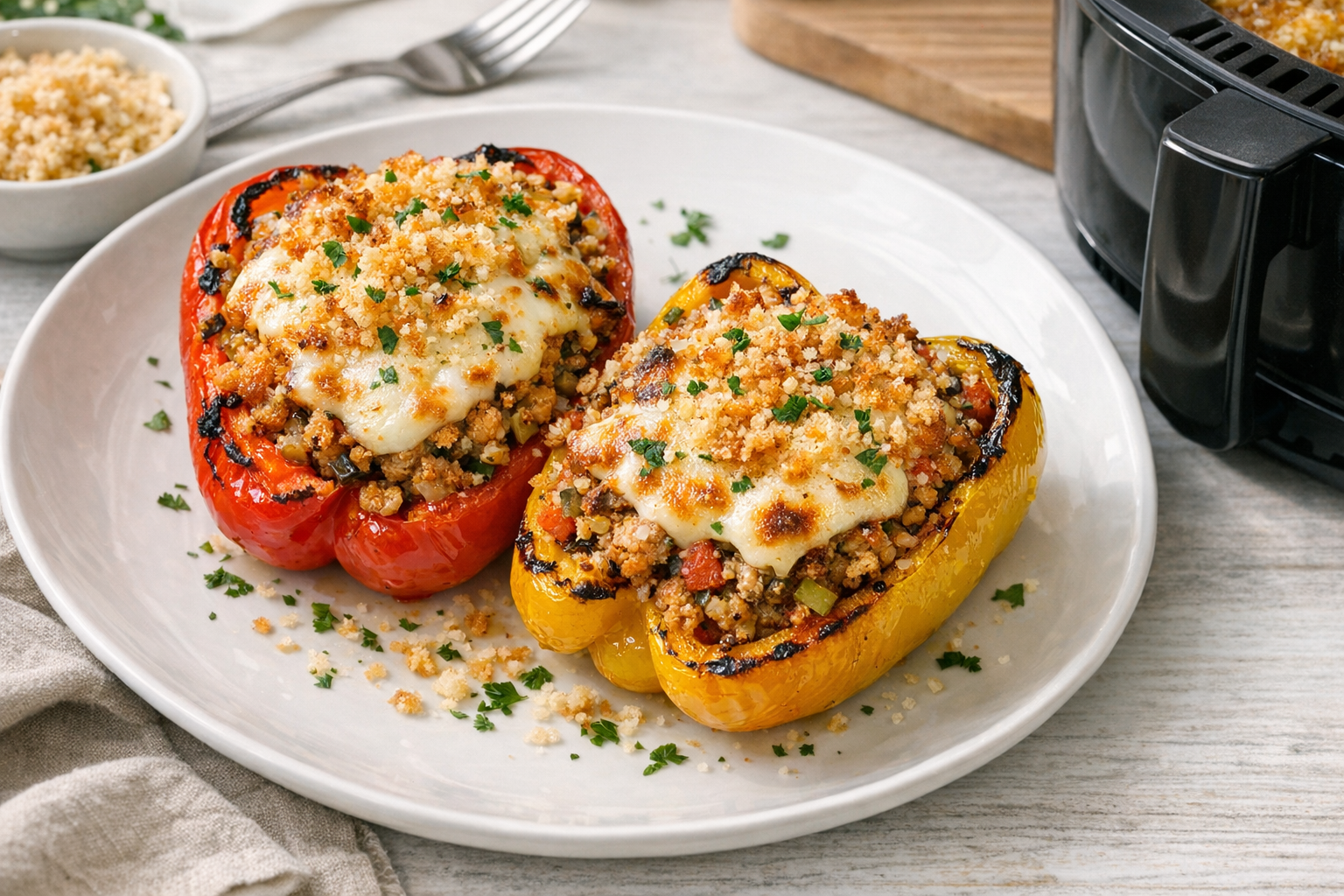 Air Fryer Crispy Quinoa Stuffed Peppers Recipe