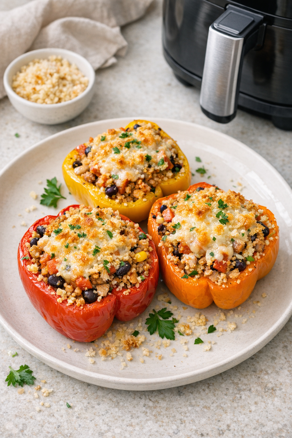Air Fryer Crispy Quinoa Stuffed Peppers Recipe