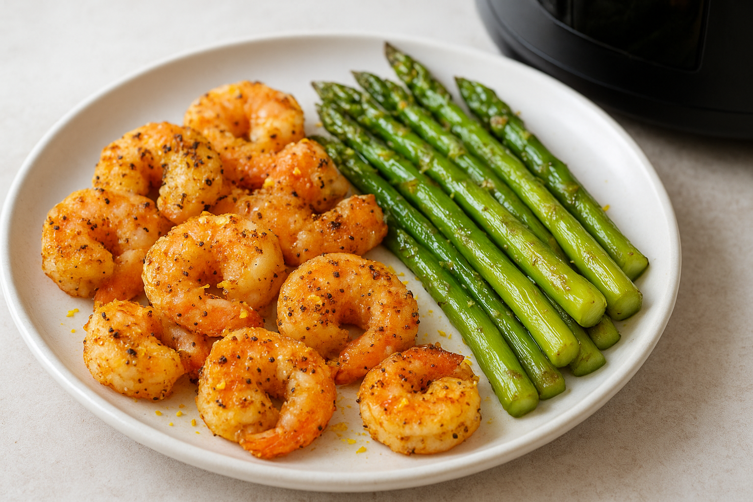 Air Fryer Lemon Pepper Shrimp and Asparagus