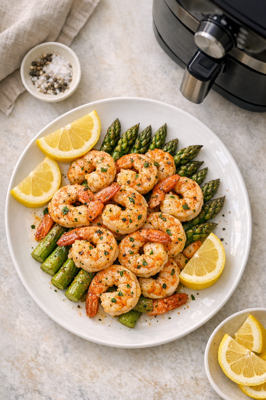 Air Fryer Lemon Pepper Shrimp and Asparagus