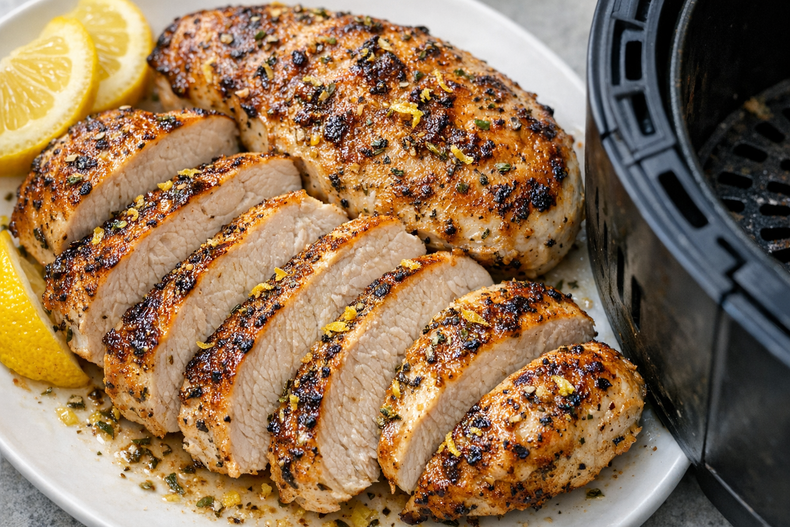 Air Fryer Greek Chicken Breast with Lemon & Oregano