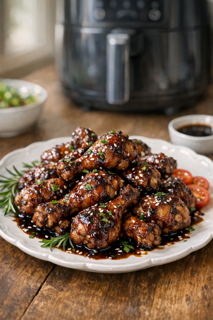 Air Fryer Balsamic Glazed Chicken Drumettes