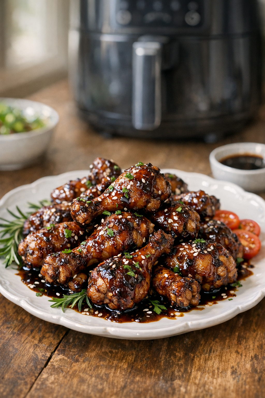 Air Fryer Balsamic Glazed Chicken Drumettes