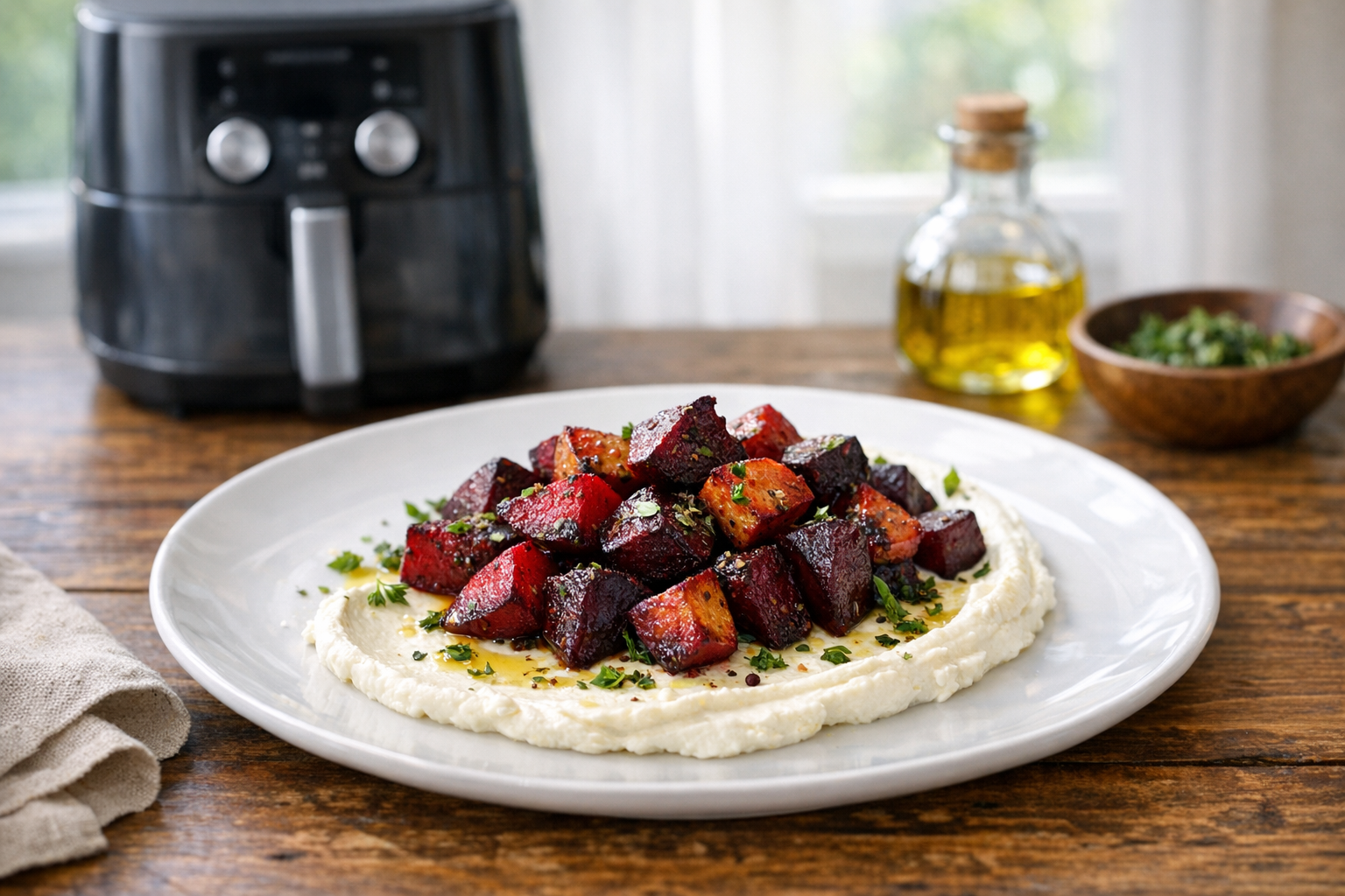 Air Fryer Herb Roasted Beets with Whipped Feta