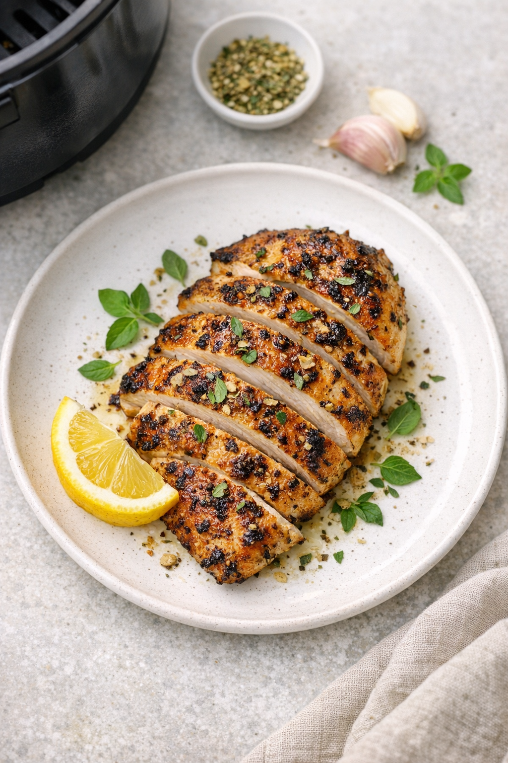 Air Fryer Greek Chicken Breast with Lemon & Oregano