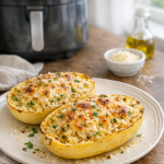 Air Fryer Garlic Parmesan Spaghetti Squash Boats