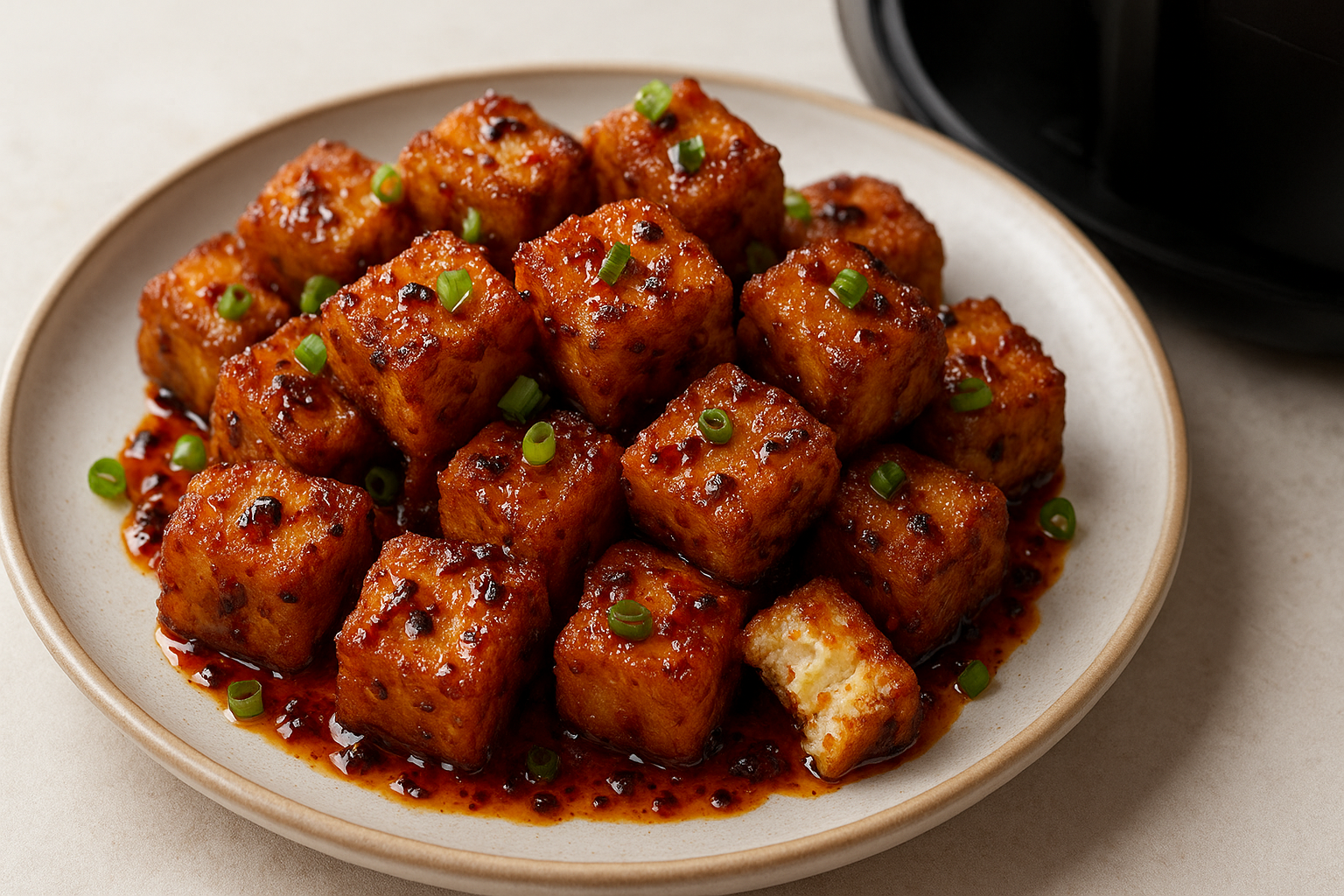 Air Fryer Chili Crisp Tofu with Scallions