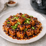 Air Fryer Chili Crisp Tofu with Scallions