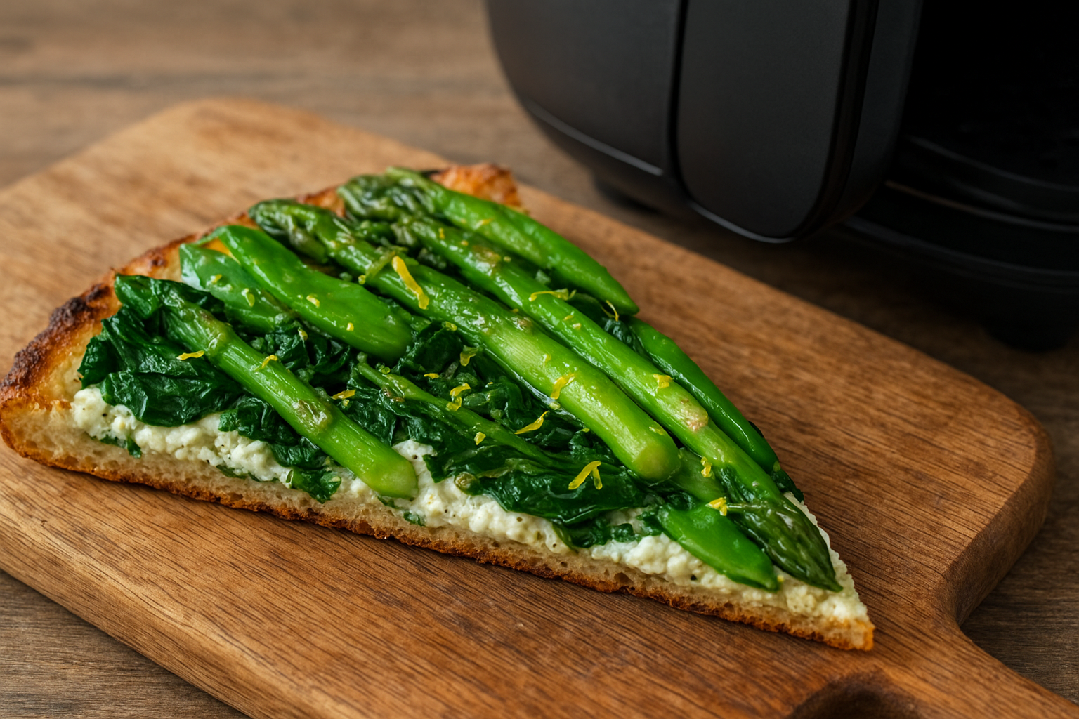 Air Fryer Spring Vegetable Flatbread (Ricotta + Spinach)
