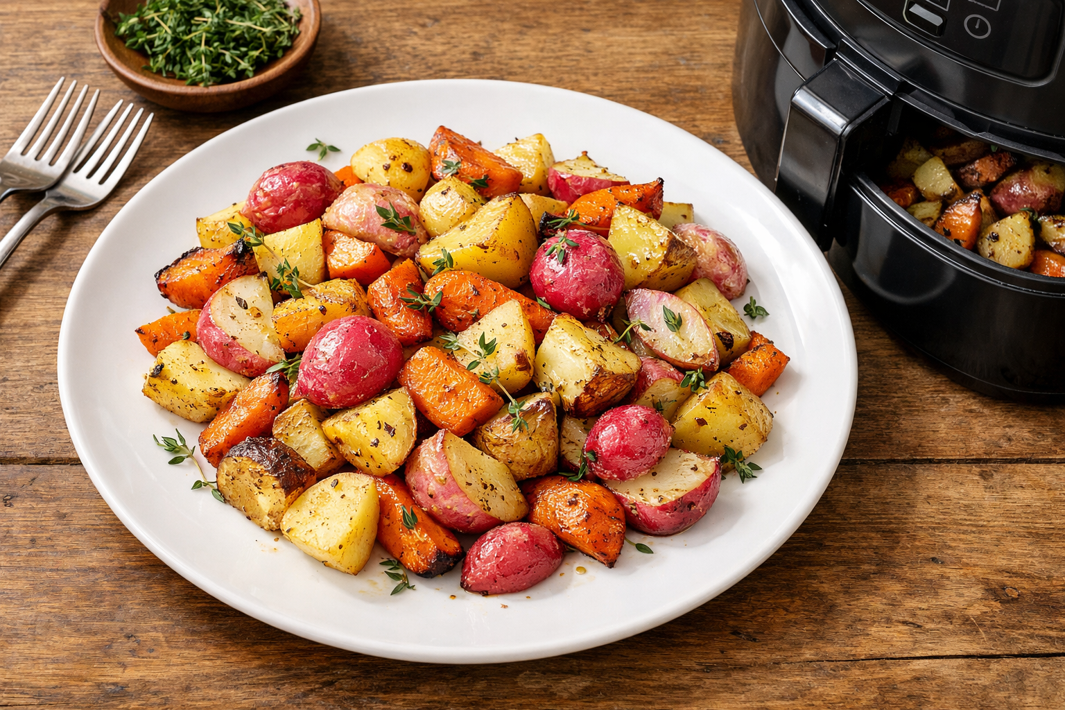 Air Fryer Roasted Radish Carrot Potato Medley