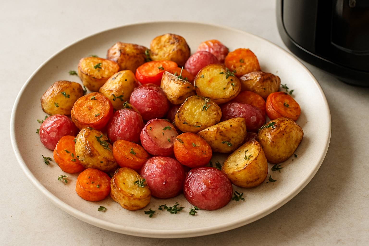 Air Fryer Roasted Radish Carrot Potato Medley