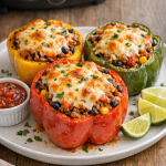 Air Fryer Taco Stuffed Peppers with Cheese Melt Air Fryer Taco Stuffed Peppers with Cheese Melt