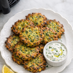 Air Fryer Zucchini Fritters with Herb Yogurt Dip
