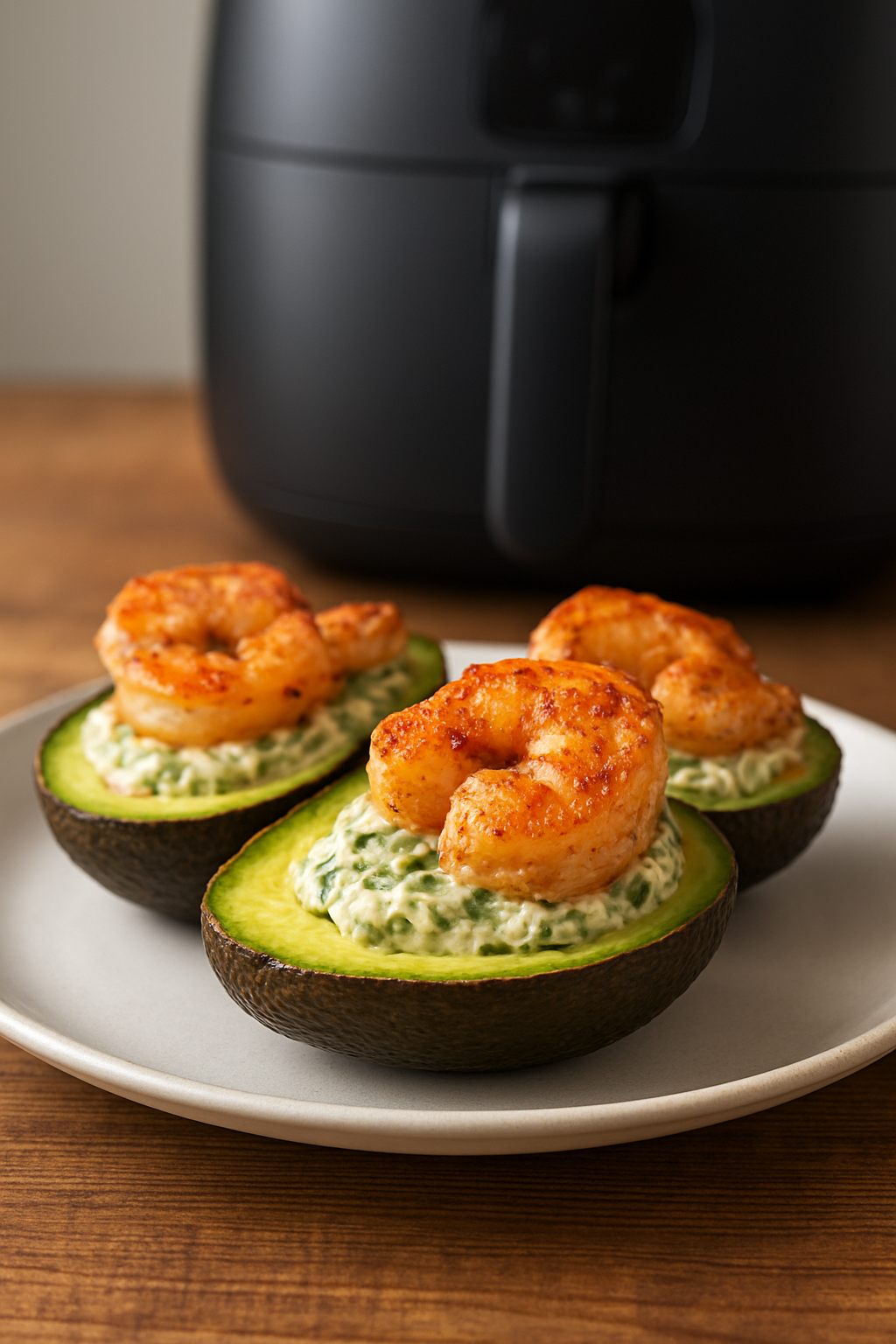 Air Fryer Shrimp Stuffed Avocados (Creamy Herb)