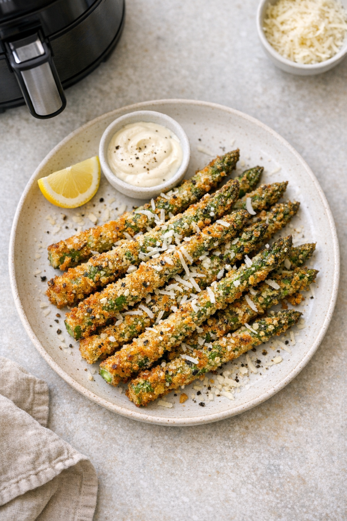 Air Fryer Asparagus Fries with Parmesan and Cracked Pepper