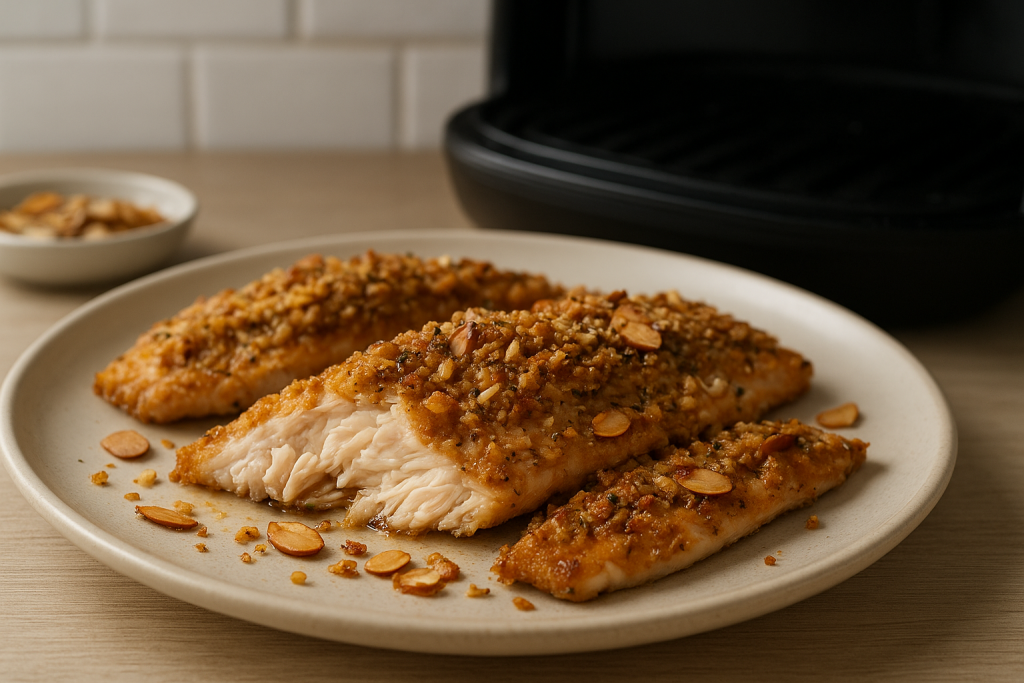 Air Fryer Trout Fillets with Brown Butter Almond Crumble