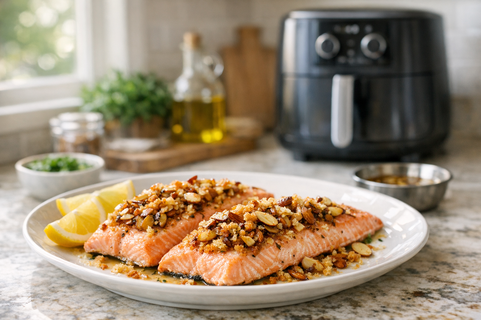 Air Fryer Trout Fillets with Brown Butter Almond Crumble