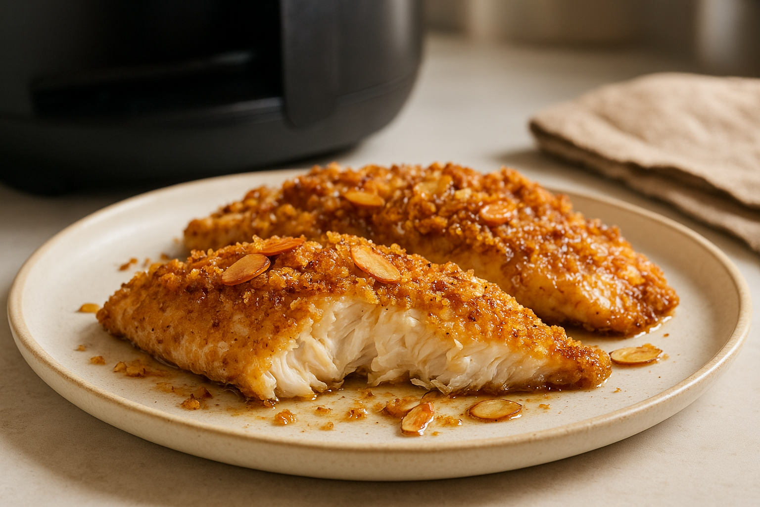 Air Fryer Trout Fillets with Brown Butter Almond Crumble