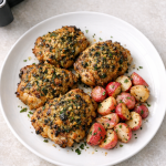 Easy Air Fryer Chicken Thighs with Spring Herb Crust and Roasted Radishes