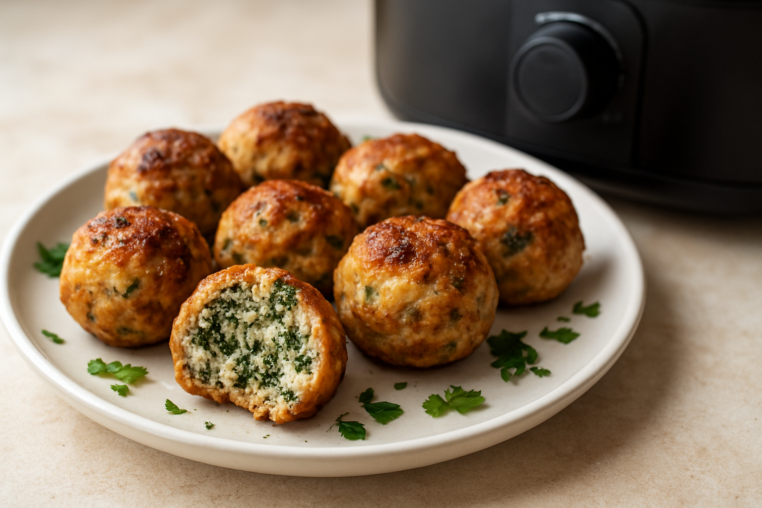 Air Fryer Turkey Meatballs with Spinach and Ricotta