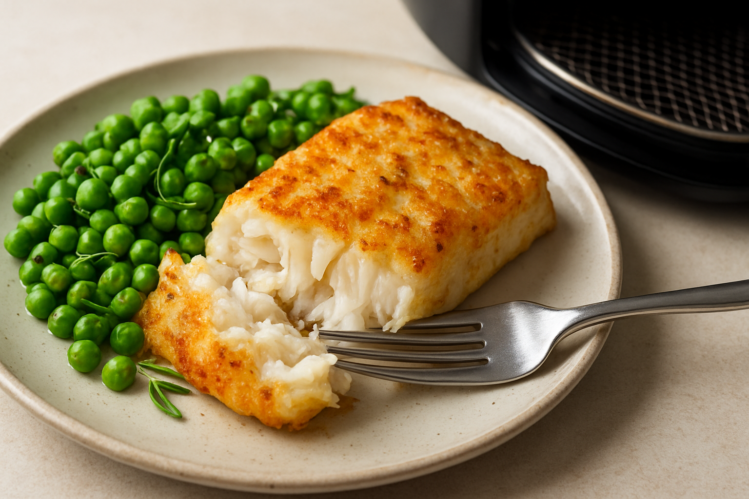 30-Minute Air Fryer Cod with Buttered Peas & Tarragon