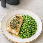 30-Minute Air Fryer Cod with Buttered Peas and Tarragon