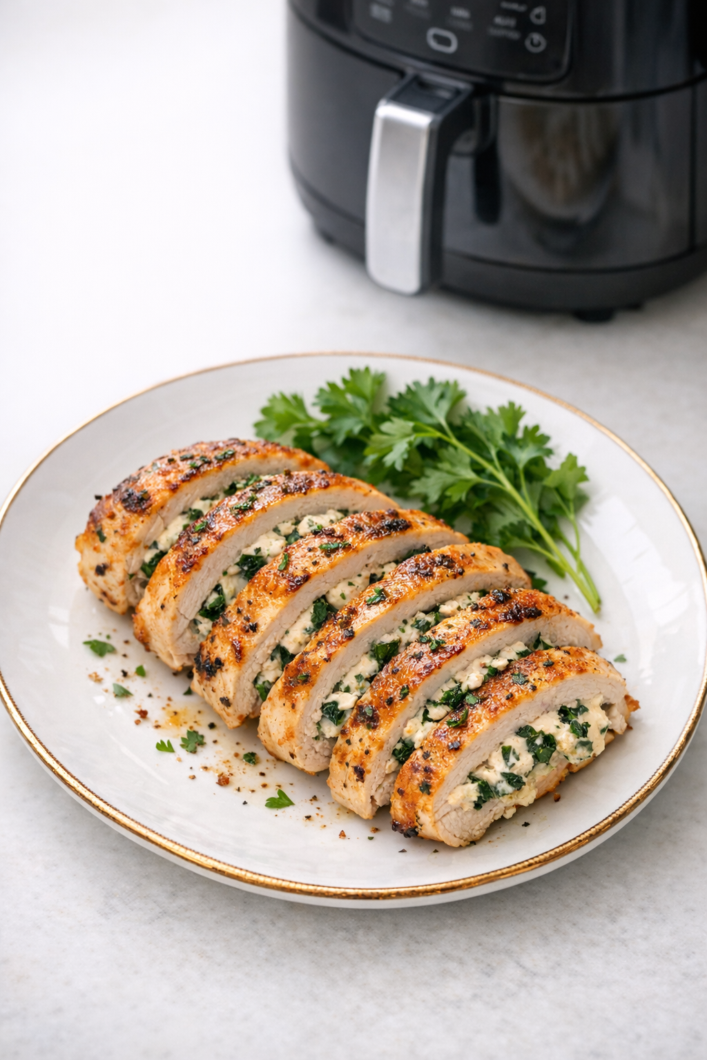 Stuffed Air Fryer Chicken Breast (Herbs + Cream Cheese)