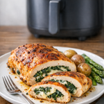 Air Fryer Stuffed Chicken Breast with Spinach and Cheese