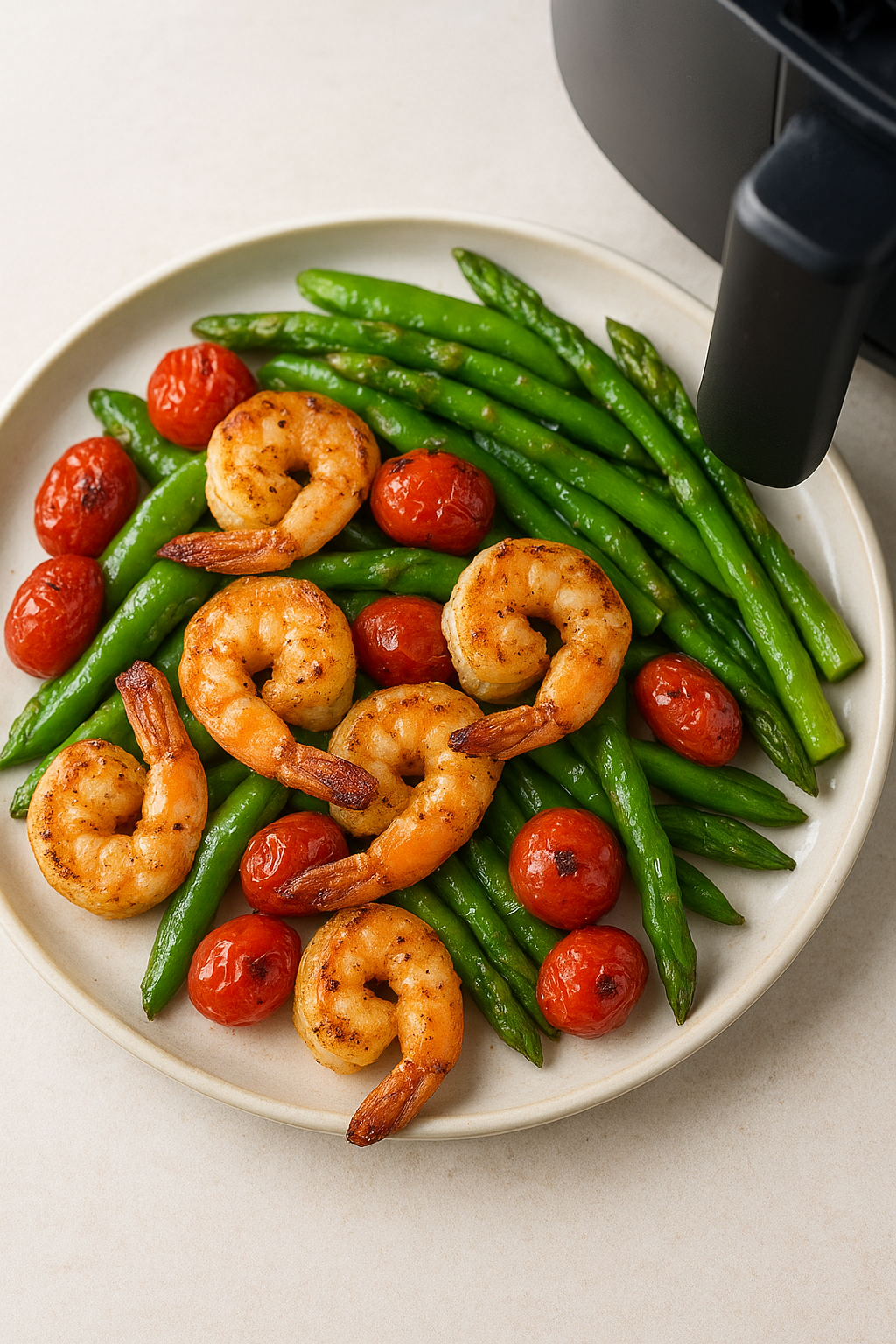Weeknight Air Fryer Shrimp with Spring Veggies