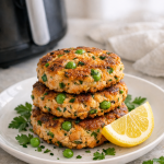 Easy Air Fryer Salmon Cakes with Green Peas and Fresh Herbs