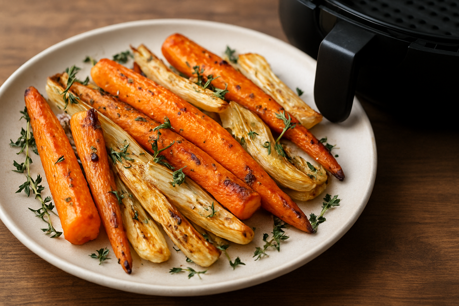 Air Fryer Roasted Carrots and Fennel with Thyme