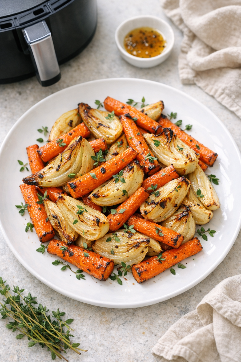 Air Fryer Roasted Carrots and Fennel with Thyme