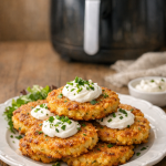 Crispy Air Fryer Potato Cakes with Fresh Herbs and Sour Cream