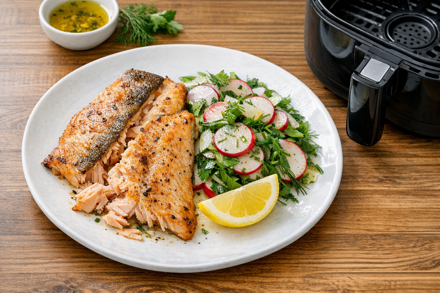 Easy Air Fryer Trout Fillets with Radish Herb Salad
