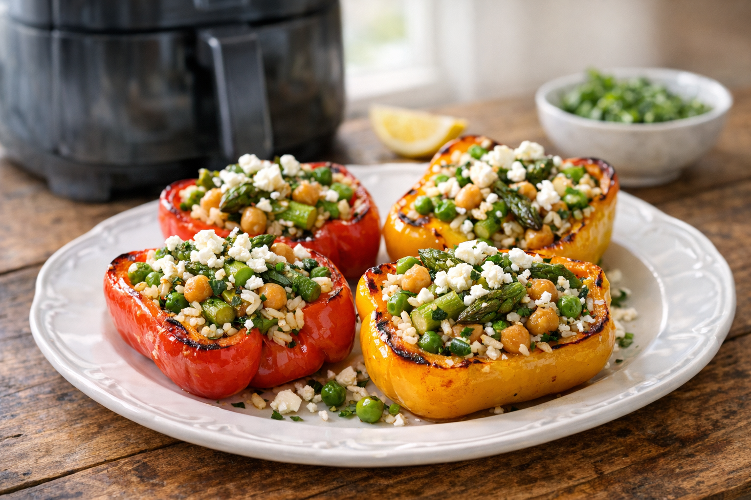 Vegetarian Air Fryer Stuffed Peppers with Feta
