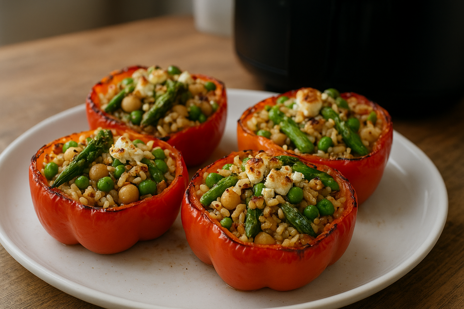Vegetarian Air Fryer Stuffed Peppers with Feta