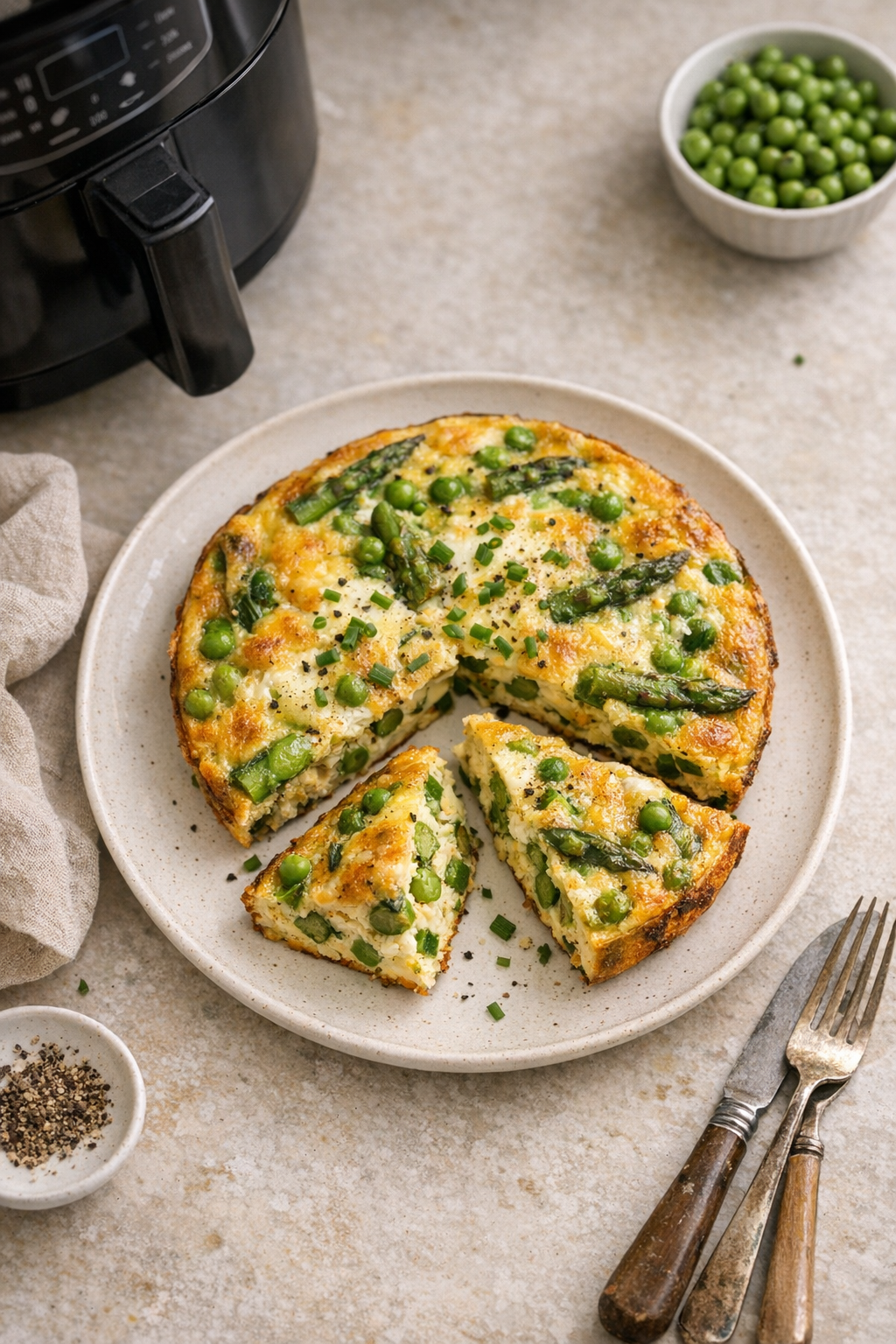 Air Fryer Spring Vegetable Frittata (Asparagus & Peas)