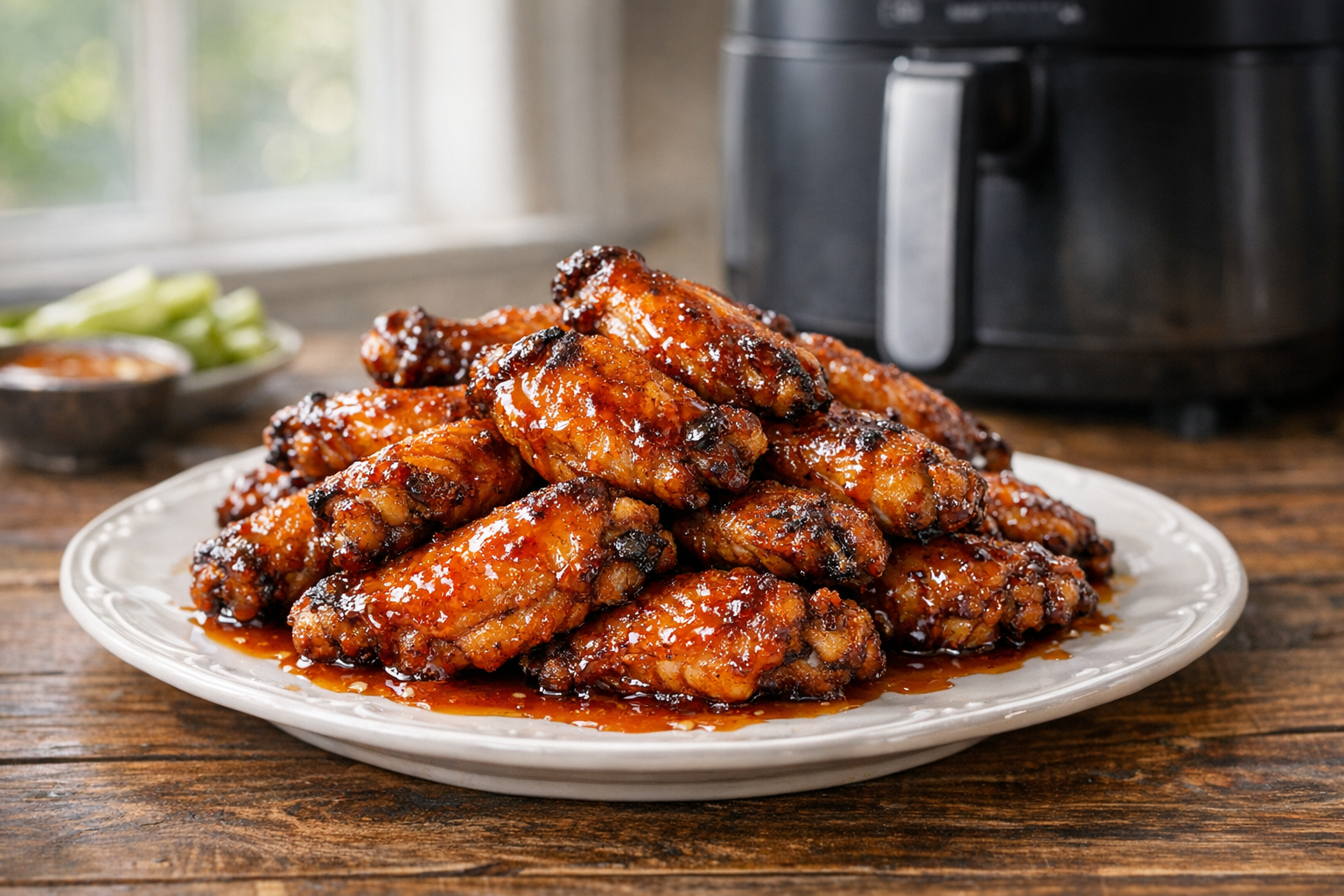 Air Fryer Chicken Wings with Hot Honey Glaze