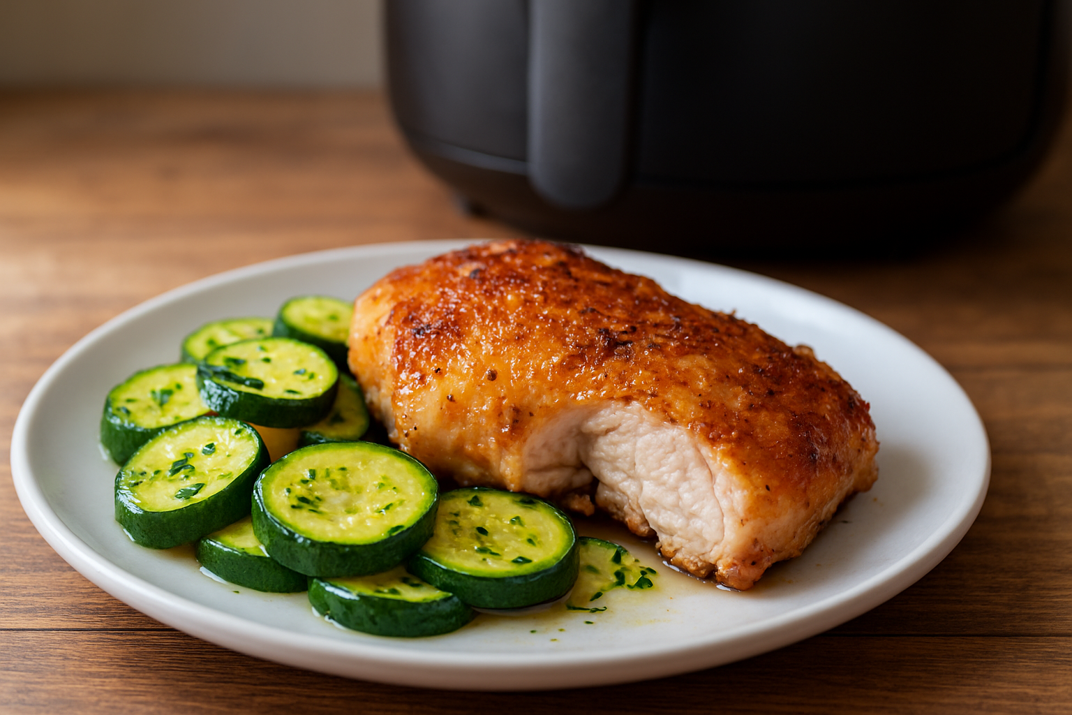 Easy Air Fryer Chicken Thighs with Courgettes & Herbs