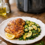 Easy Air Fryer Chicken Thighs with Courgettes and Fresh Herbs