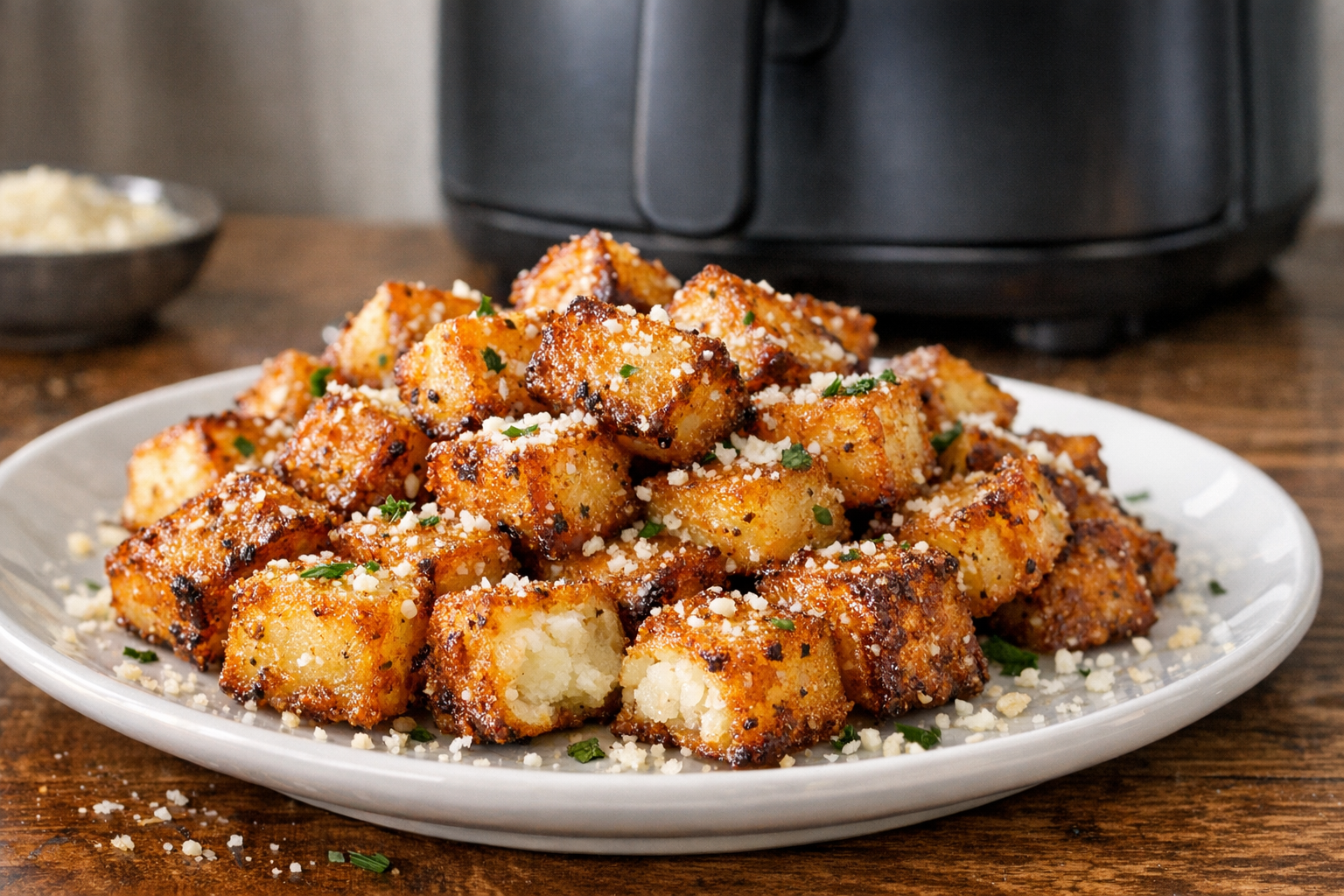 Air Fryer Garlic Parmesan Potatoes Crispy Cubes