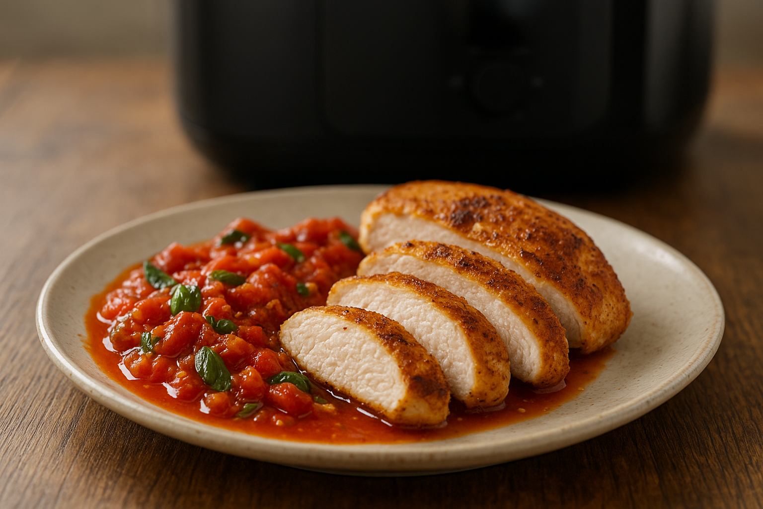 Air Fryer Chicken Breast with Tomato Basil Skillet