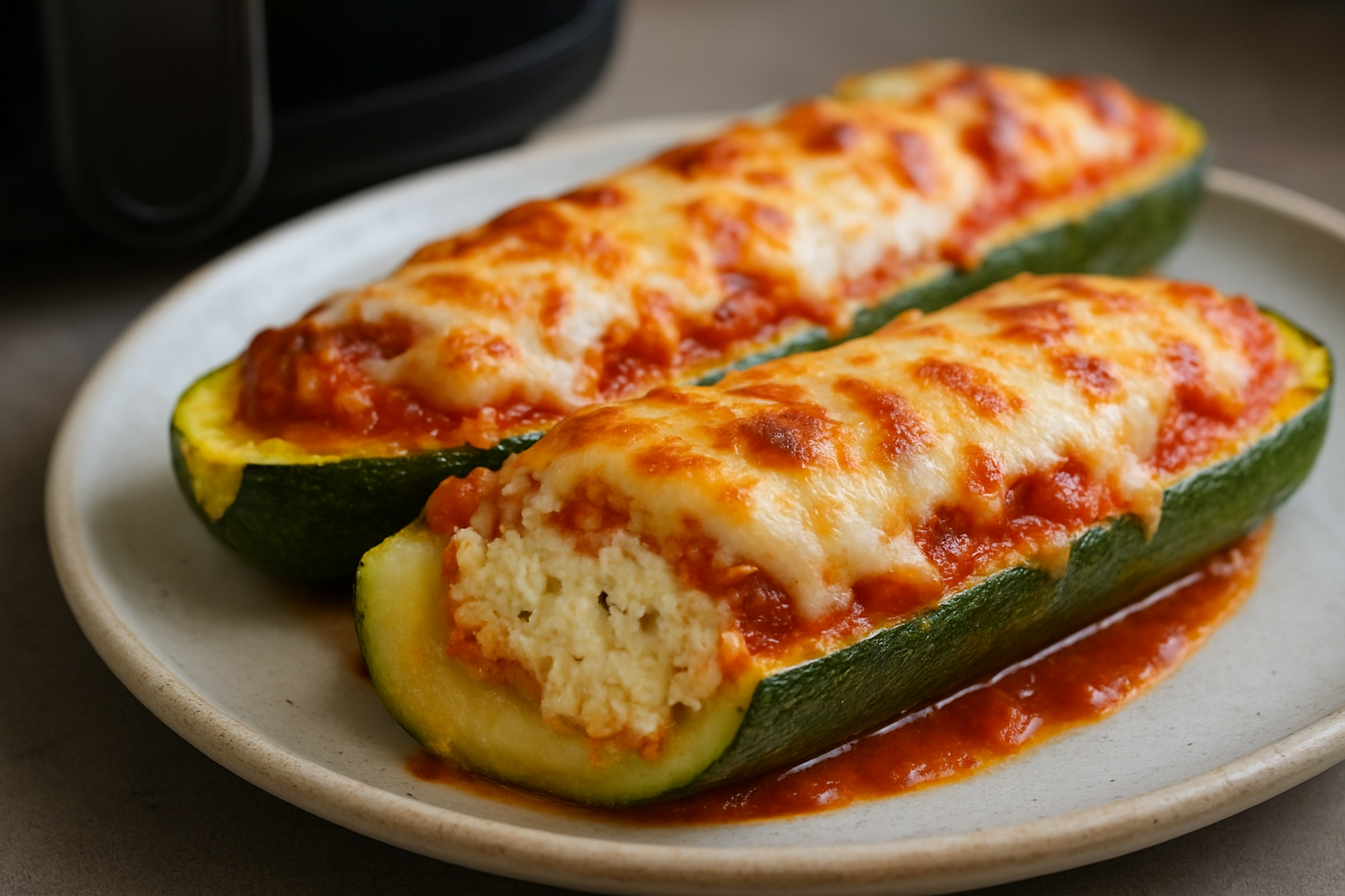 Air Fryer Stuffed Zucchini Boats with Ricotta (Quick)