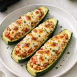 Quick Air Fryer Stuffed Zucchini Boats with Ricotta