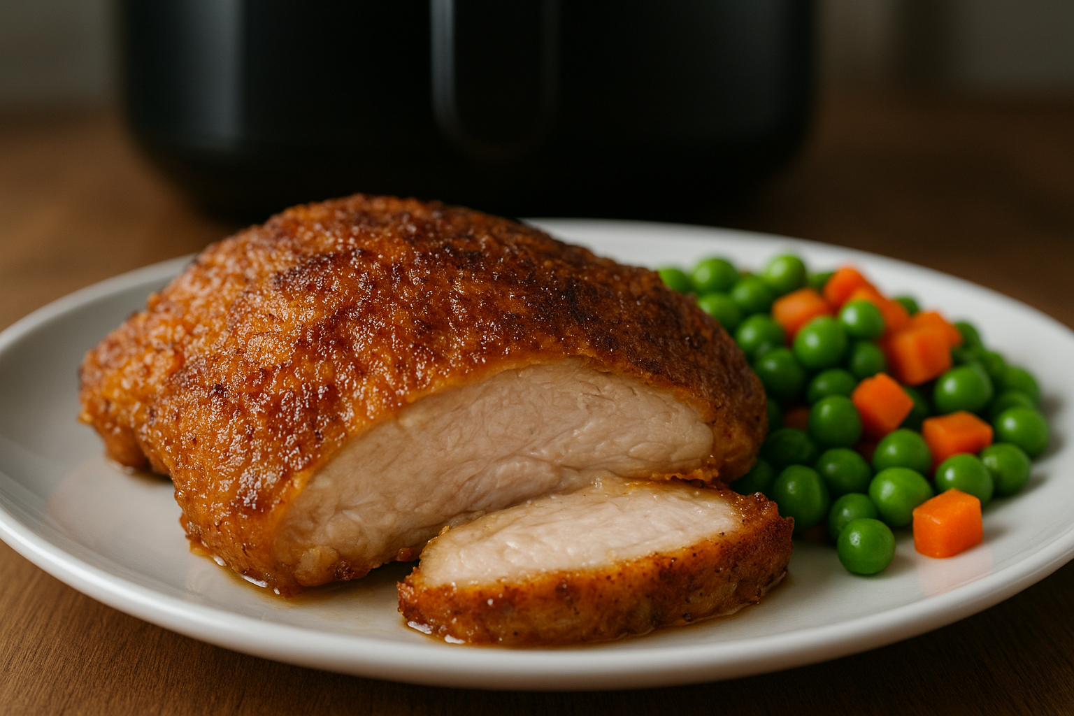 One-Basket Air Fryer Chicken Thighs with Peas & Carrots