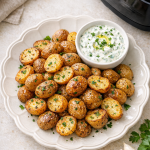 Crispy Air Fryer Baby Potatoes with Herb Yogurt Sauce