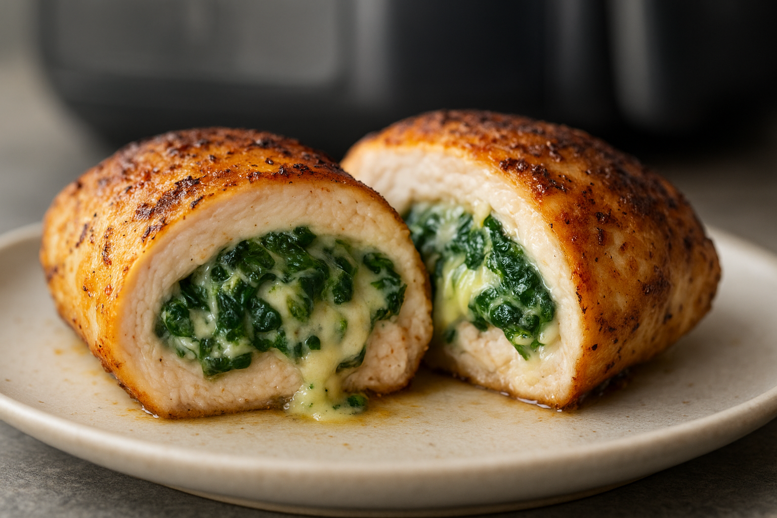 Air Fryer Spinach and Cheese Stuffed Chicken